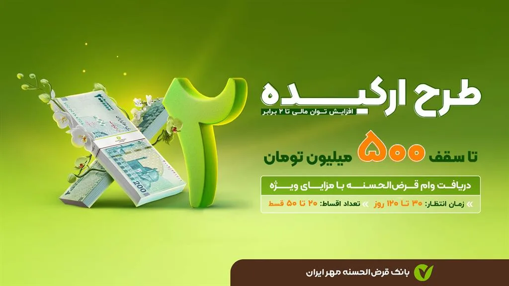 وام ارکیده بانک مهر ایران با شرایط آسان و بدون نیاز به ضامن